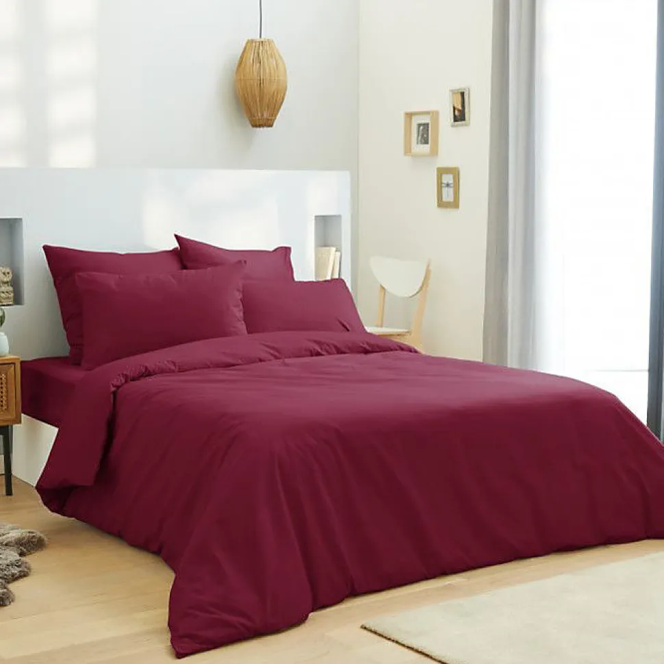 Housse de couette unie Rouge 260 x 240 cm / 100% Coton / 57 Fils/cm² pour lit 2 places "King Size"
