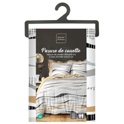 Housse de couette 240x220 + 2 taies VAGUELINE Naturel
