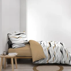 Housse de couette 240x220 + 2 taies VAGUELINE Naturel