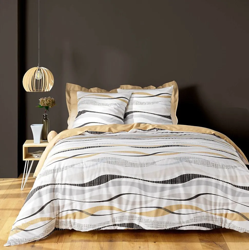 Housse de couette 240x220 + 2 taies VAGUELINE Naturel