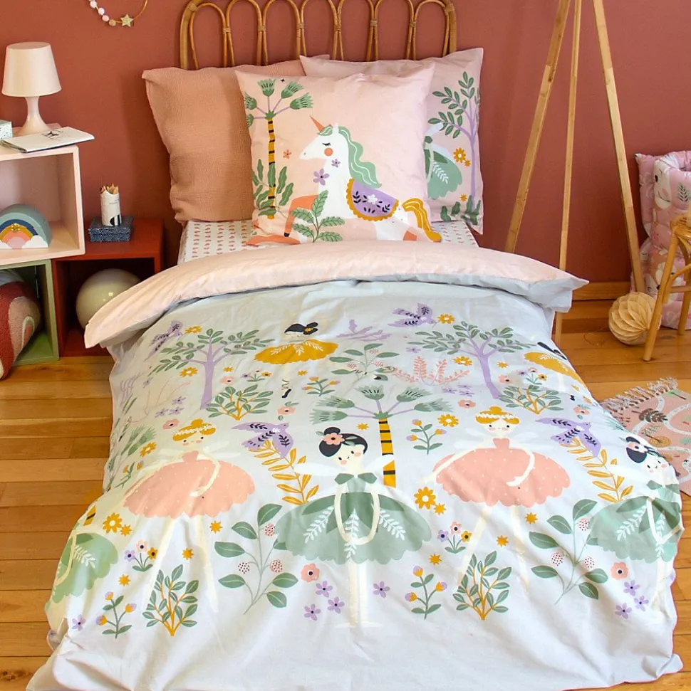 Housse de couette 140x200 + 1 taie LICORNE coton 57fils