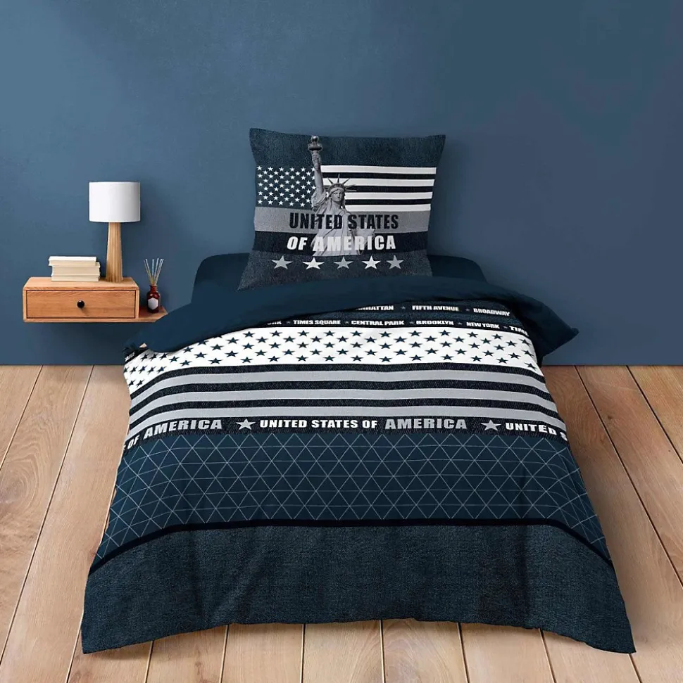 Housse de couette 140x200 + 1 taie STATES 100% coton