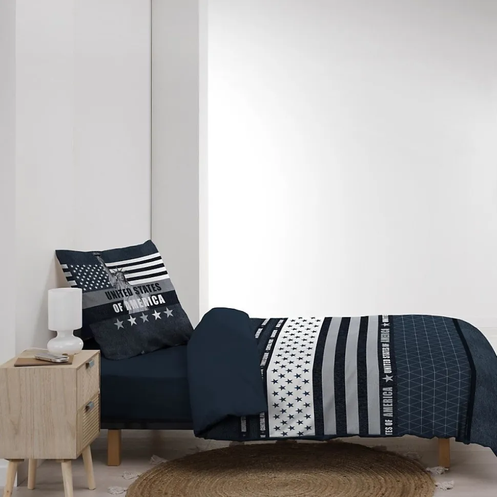 Housse de couette 140x200 + 1 taie STATES 100% coton