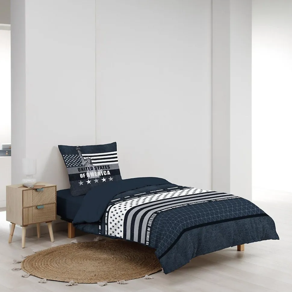 Housse de couette 140x200 + 1 taie STATES 100% coton