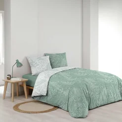 Housse de couette 260x240 + 2 taies CASSIA sauge 100% coton