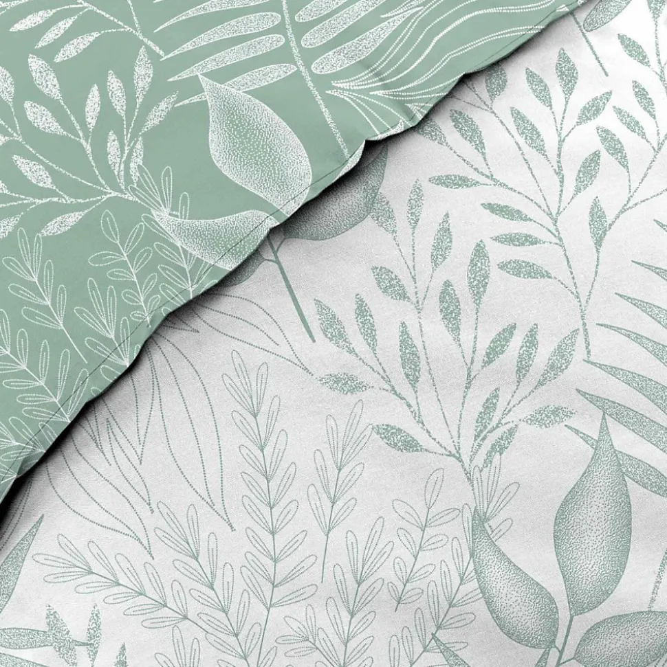 Housse de couette 260x240 + 2 taies CASSIA sauge 100% coton