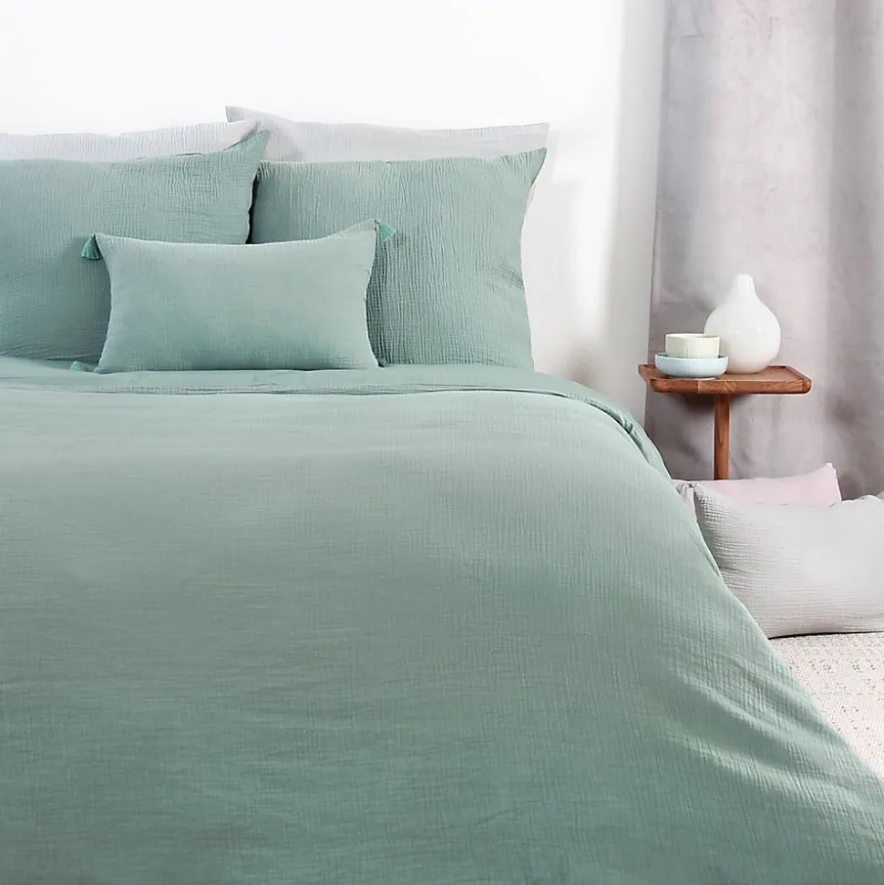 Housse de couette 240x260 + 2 taies d'oreiller 63x63 cm gaze de coton amande