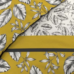 Housse de couette 260x240 + 2 taies Marjolaine ocre coton 52 fils