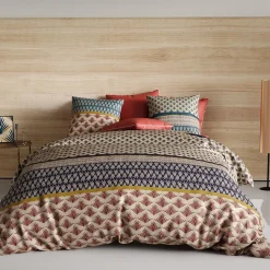 Housse de couette 260x240 + 2 taies Manille coton Percale 71 fils