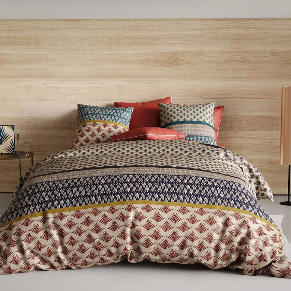 Housse de couette 260x240 + 2 taies Manille coton Percale 71 fils