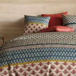 Housse de couette 260x240 + 2 taies Manille coton Percale 71 fils