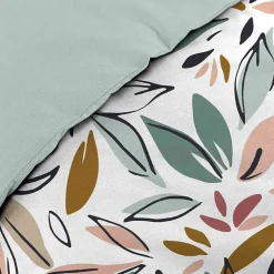 Housse de couette 240x220 + 2 taies imprimées feuillages