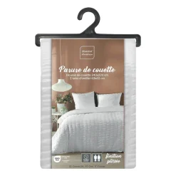 Housse de couette 240x220 + 2 taies plissée blanche