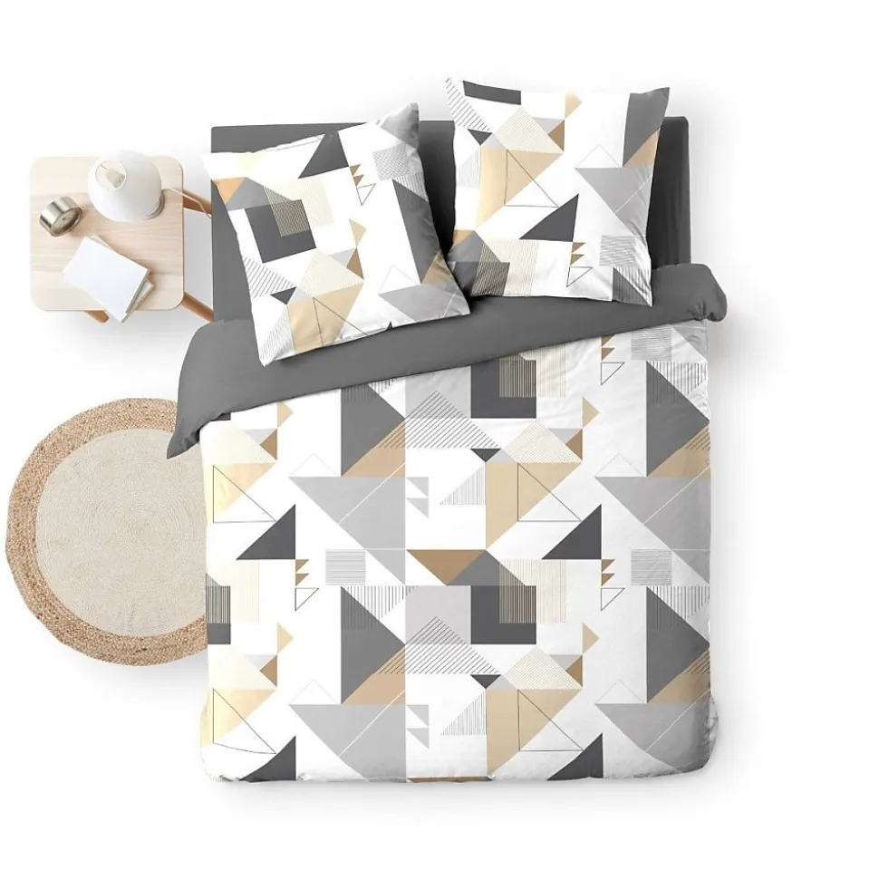 Housse de couette 240x220 + 2 taies TRIGONE microfibre