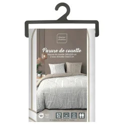 Housse de couette 240x220 + 2 taies GEOMETRIQUE 100% coton 57fils