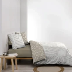 Housse de couette 240x220 + 2 taies GEOMETRIQUE 100% coton 57fils