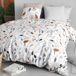 Housse de couette 240x220 + 2 taies en coton 57 fils