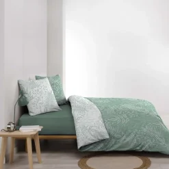Housse de couette 240x220 + 2 taies CASSIA sauge 100% coton