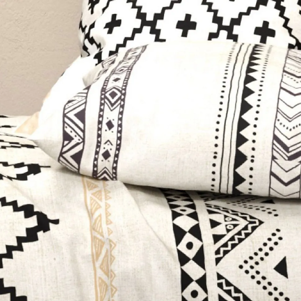 Housse de couette 260x240 Bohème + 2 taies coton 57 fils