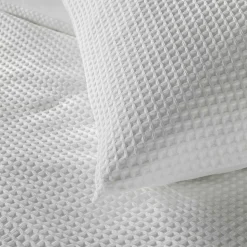 Housse de couette 240x220 cm + 2 taies Microfibre gaufrée unie blanche ABELIA