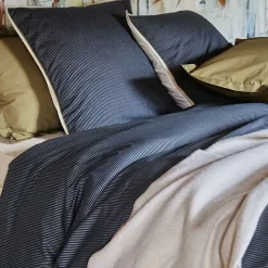Housse de couette 140x200 cm coton BRIXTON à rayures noires