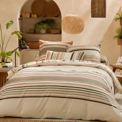 Housse de couette 200x200 cm coton HUGO beige/corail