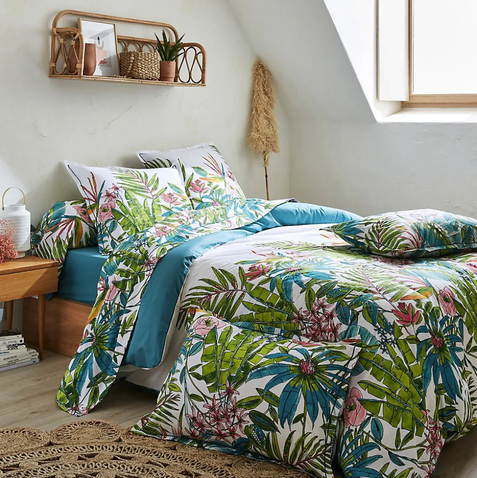 Housse de couette 140x200 cm coton SUMATRA bleu Paon