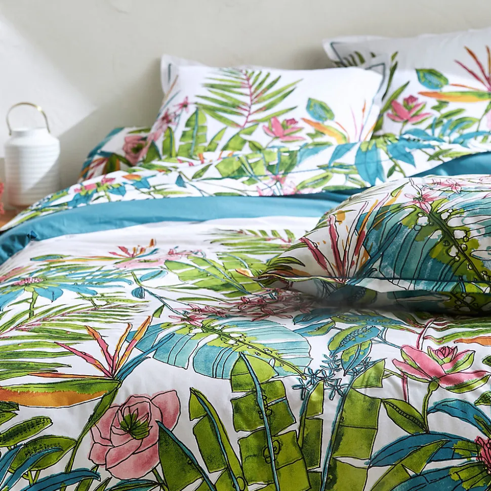 Housse de couette 140x200 cm coton SUMATRA bleu Paon