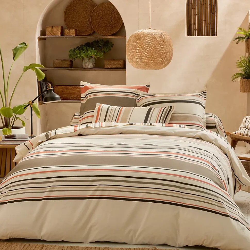 Housse de couette 240x220 cm coton HUGO beige/corail