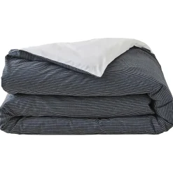 Housse de couette 260x240 cm coton BRIXTON à rayures noires