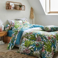 Housse de couette 260x240 cm coton SUMATRA bleu Paon