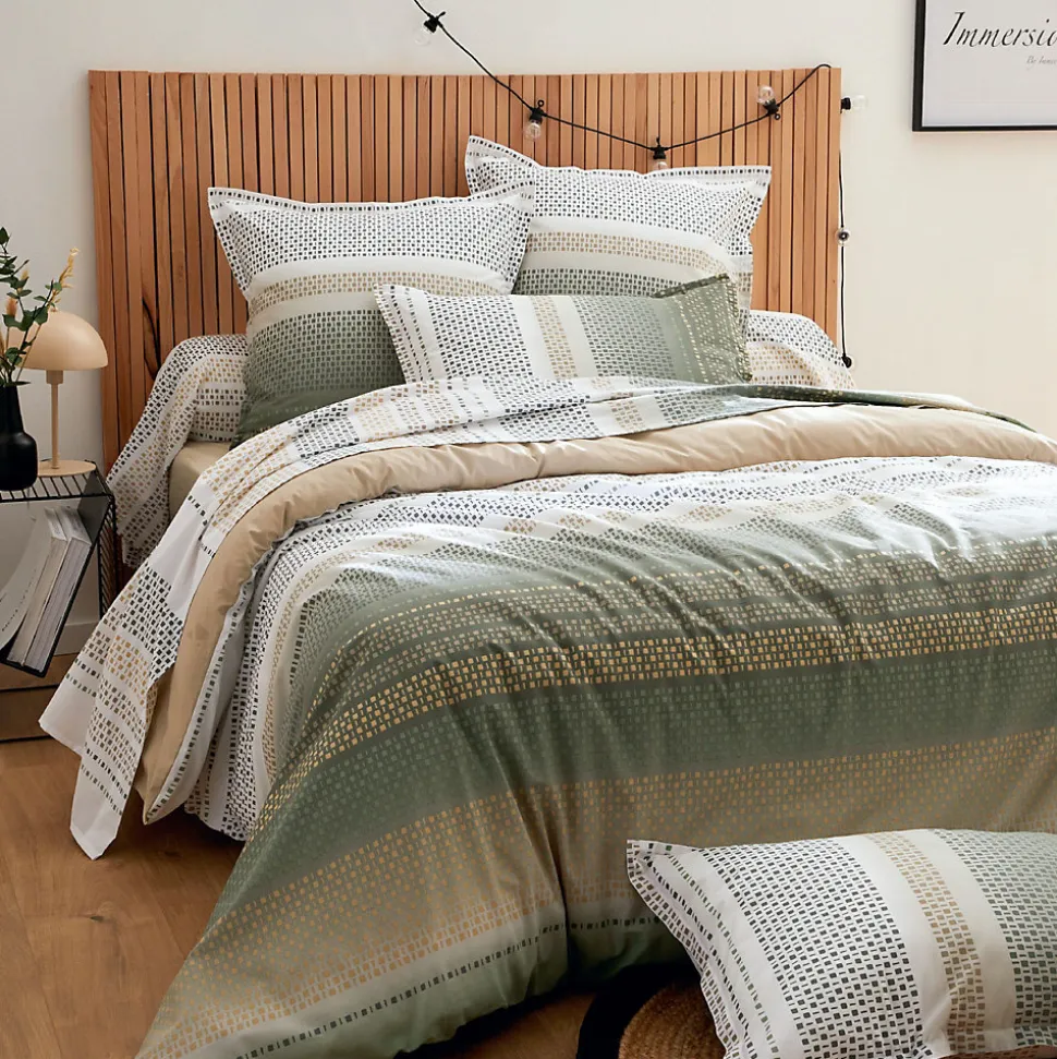 Housse de couette 260x240 cm coton NIAGARA vert Kaki
