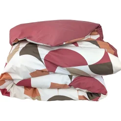 Housse de couette 200x200 cm en 100% percale MODULO blanc acajou