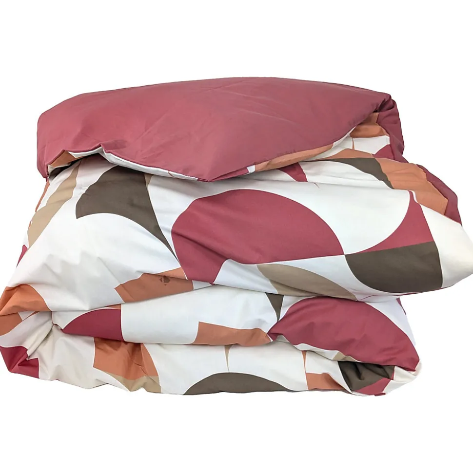 Housse de couette 200x200 cm en 100% percale MODULO blanc acajou