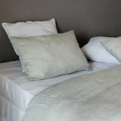 Housse de couette 260X240 cm lin lavé SONATE vert Lichen