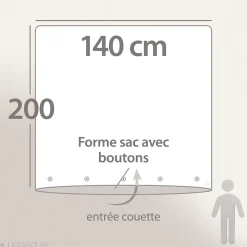 Housse de couette 140x200 cm lit simple lin lavé SONATE vert Sauge