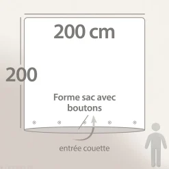 Housse de couette 200x200 cm lin lavé SONATE bleu Topaze