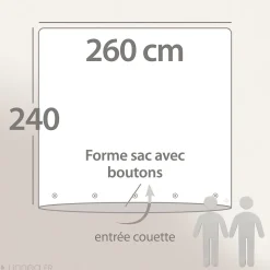 Housse de couette 260x240 cm mousseline de coton MILOS blanc neige