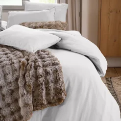 Housse de couette 260x240 cm mousseline de coton MILOS blanc neige