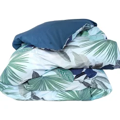 Housse de couette 300x240 cm percale de coton MOOREA PACIFIC bleu/vert