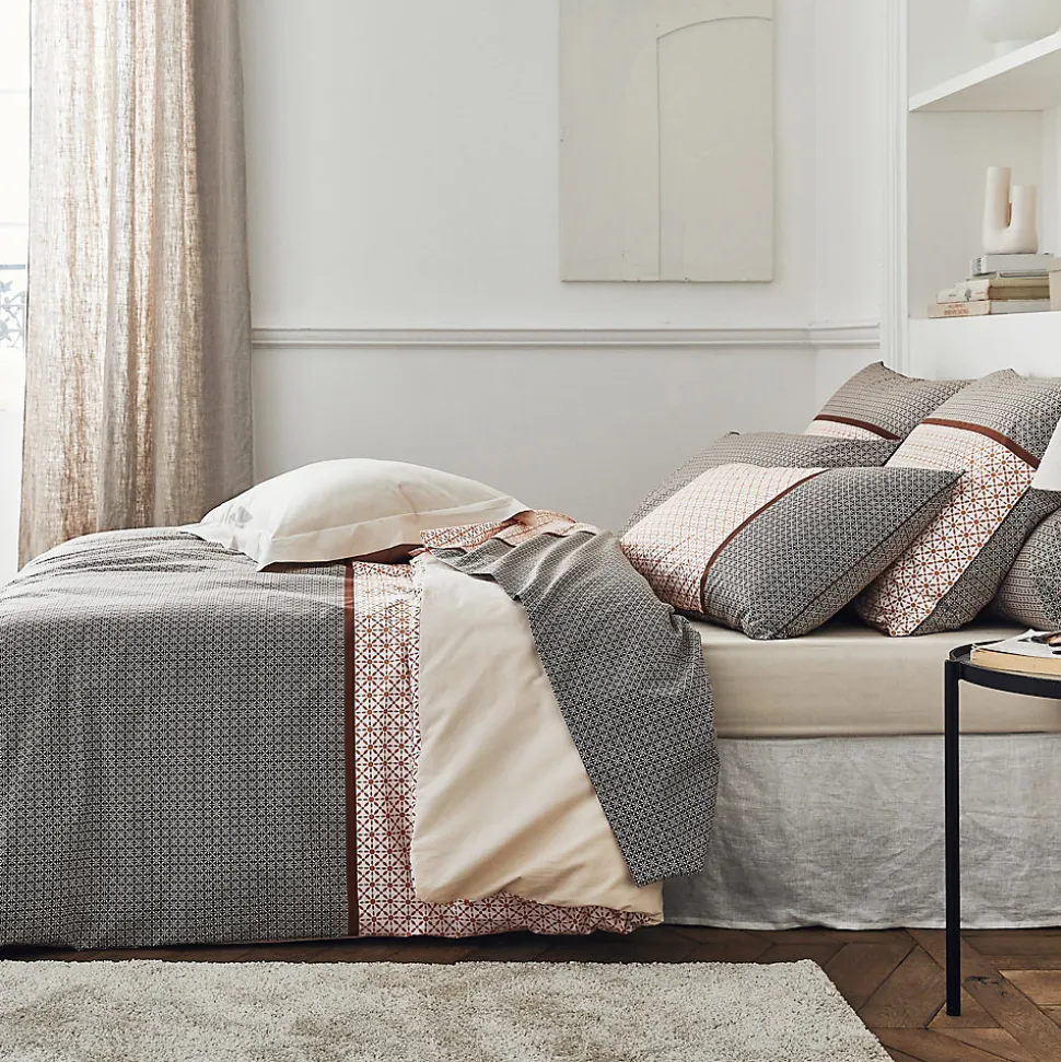 Housse de couette 260x240 cm percale coton GABIN marron