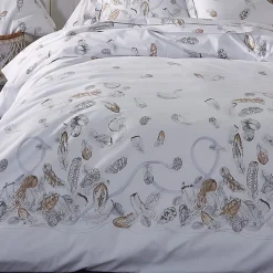 Housse de couette 260x240 cm Percale pur coton PLUMES