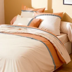 Housse de couette 280x240 cm percale coton MACASSAR Cognac