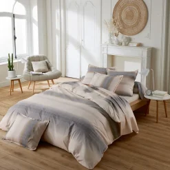 Housse de couette 200x200 cm percale coton ESTEBAN Beige