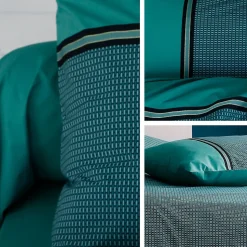Housse de couette 260x240 cm percale de coton GUSTAV vert Emeraude