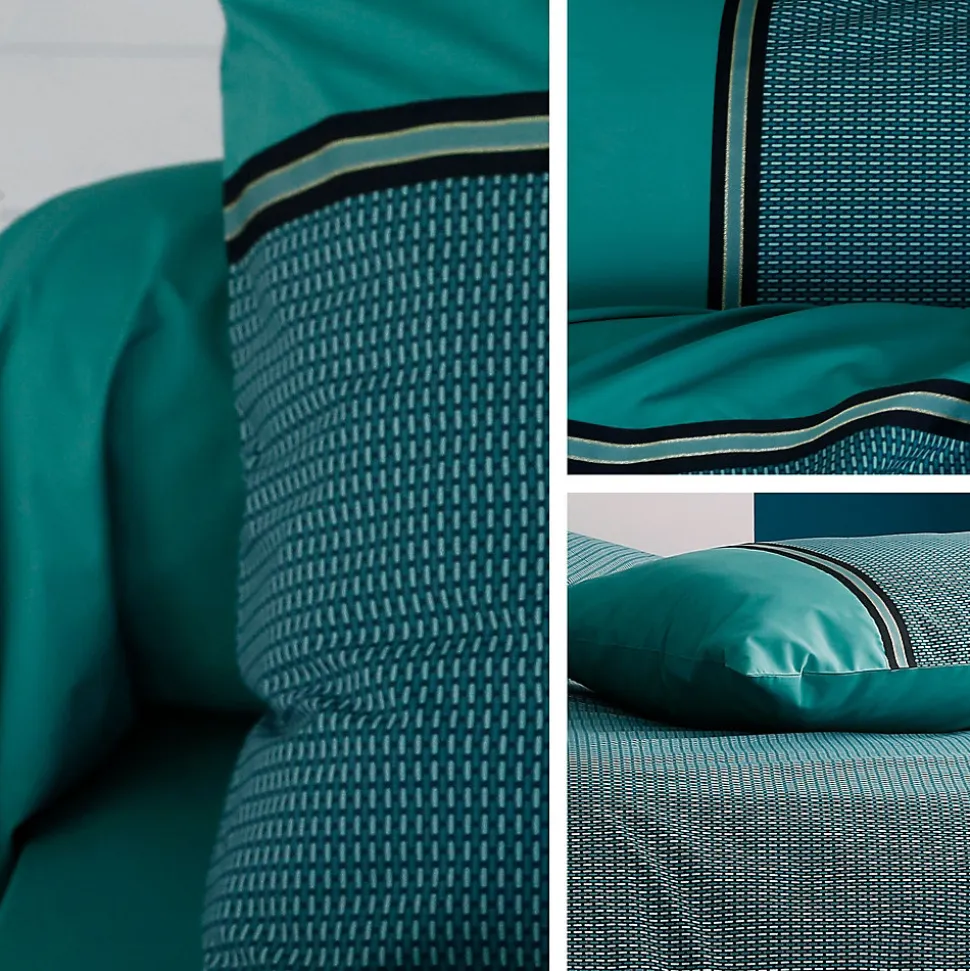 Housse de couette 260x240 cm percale de coton GUSTAV vert Emeraude