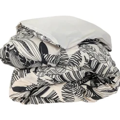 Housse de couette 300x240 cm percale de coton ALBA beige/noir