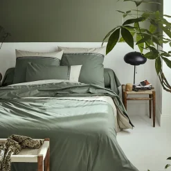 Housse de couette 200x200 cm percale coton NOA vert Kaki