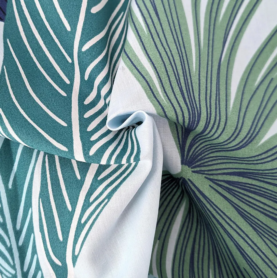 Housse de couette 240x220 cm percale de coton MOOREA PACIFIC bleu/vert