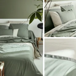 Housse de couette 260x240 cm percale coton NOA vert Kaki